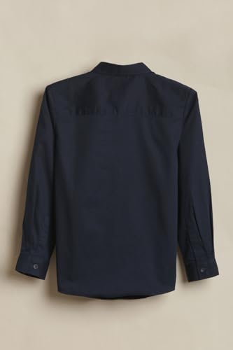 Boys Navy Solid Casual Shirt