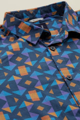 Boys Blue Print Casual Shirt