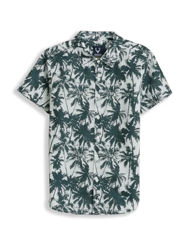 Boys White Print Casual Shirt