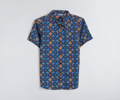 Boys Blue Print Casual Shirt
