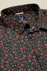 Boys Navy Print Casual Shirt