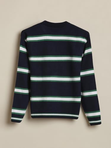 Allen Solly Boy's Acrylic Crew Neck Sweater (ABSWEOSFX32169_Navy