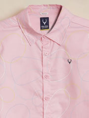 Boys Pink Print Casual Shirt