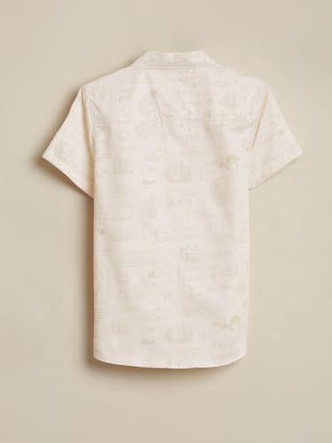 Boys Beige Print Casual Shirt