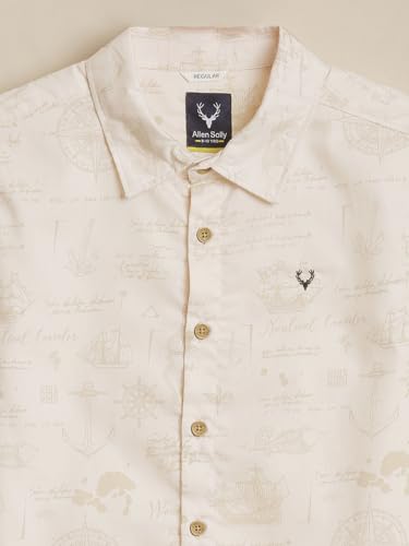 Boys Beige Print Casual Shirt