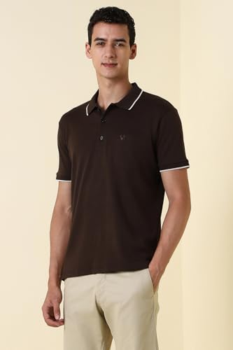 Men Brown Solid Polo Neck T-Shirt