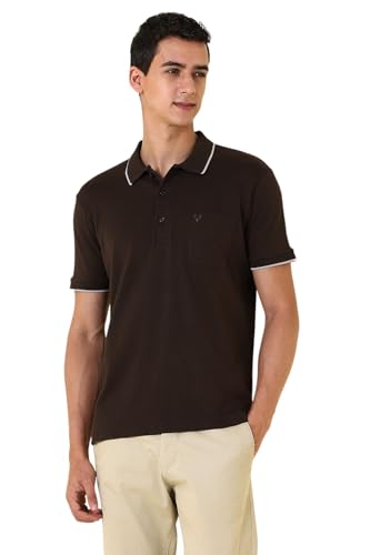 Men Brown Solid Polo Neck T-Shirt