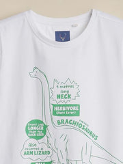 Boys White Graphic Print Crew Neck T-Shirt
