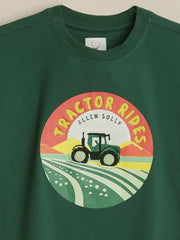 Boys Green Graphic Print Crew Neck T-Shirt