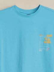 Boys Light Blue Graphic Print Crew Neck T-Shirt
