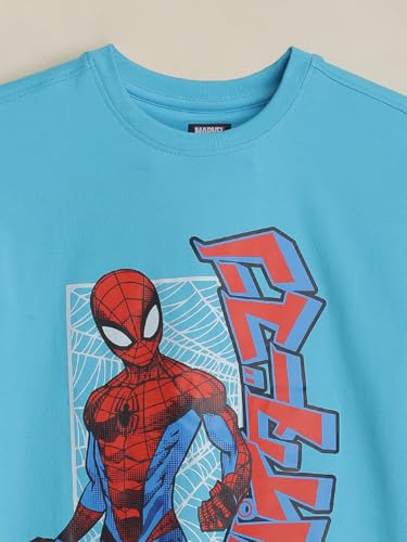 Boys Light Blue Graphic Print Crew Neck T-Shirt