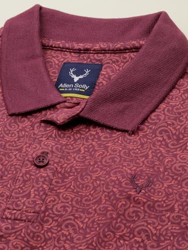 Boys Maroon Print Polo Neck T-Shirt