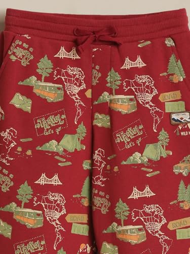 Allen Solly Boys Red Print Track Pants