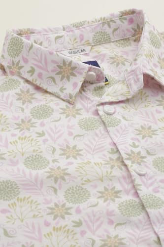 Boys Beige Print Casual Shirt