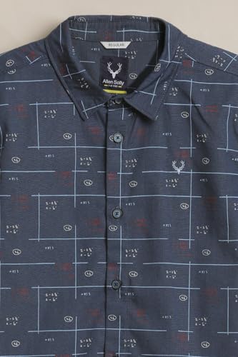 Boys Navy Print Casual Shirt