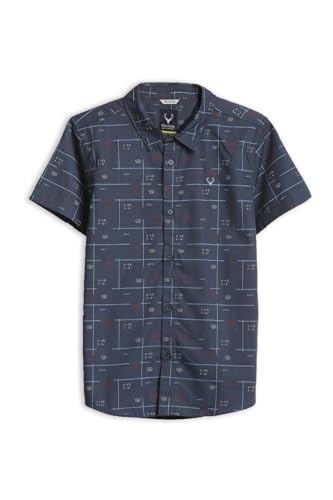 Boys Navy Print Casual Shirt