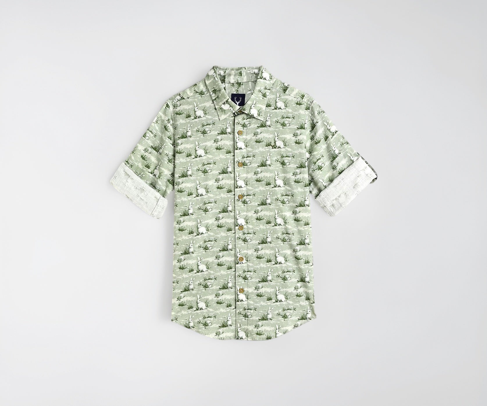 Boys Green Print Casual Shirt