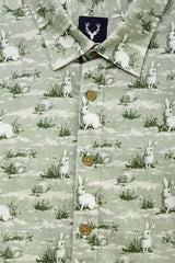 Boys Green Print Casual Shirt