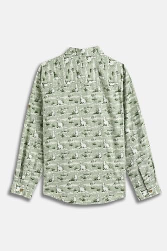 Boys Green Print Casual Shirt