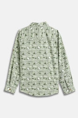 Boys Green Print Casual Shirt