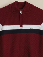 Allen Solly Boys Maroon Patterned Sweater