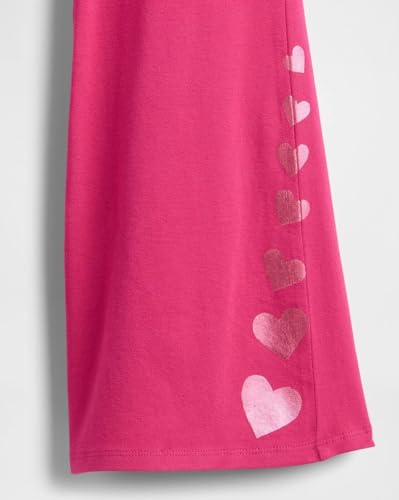 Girls' Heart High Rise Flared Leggings, Pink, L