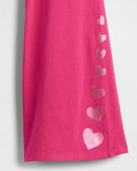 Girls' Heart High Rise Flared Leggings, Pink, L