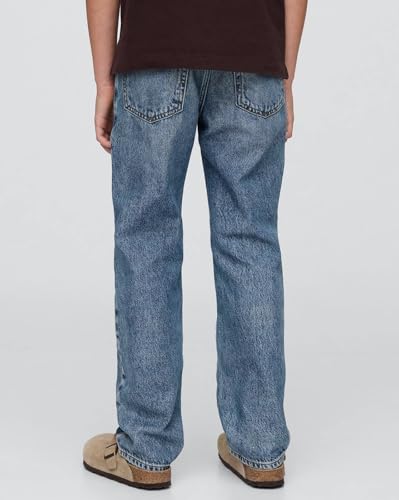 Boys' Mid Rise Faded Jeans, Medium Blue, 12Y