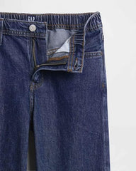 Dark blue boys' relaxed jeans by Gap, heavy-wash denim, size 10Y, with classic five-pocket styling and casual fit.