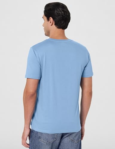 GAP Men's Floral Printed Half Sleeve Round Neck Slim fit T-Shirt,Lt. Blue,L