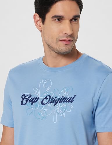 GAP Men's Floral Printed Half Sleeve Round Neck Slim fit T-Shirt,Green,M
