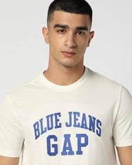 Men Letter Slim T-Shirt, Off White, M