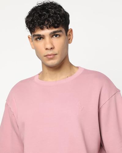 GAP Men's Embroidered Half Sleeve Round Neck Oversized fit T-Shirt