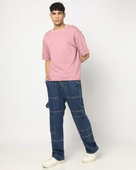 GAP Men's Embroidered Half Sleeve Round Neck Oversized fit T-Shirt