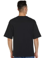 GAP Men's Embroidered Half Sleeve Round Neck Oversized fit T-Shirt,Black,S