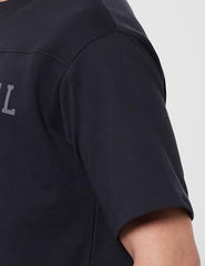 GAP Men's Embroidered Half Sleeve Round Neck Oversized fit T-Shirt,Black,S