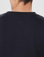 GAP Men's Embroidered Half Sleeve Round Neck Oversized fit T-Shirt,Black,S