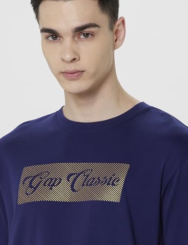 GAP Men's Printed Half Sleeve Round Neck Relaxed fit T-Shirt,Off White,L