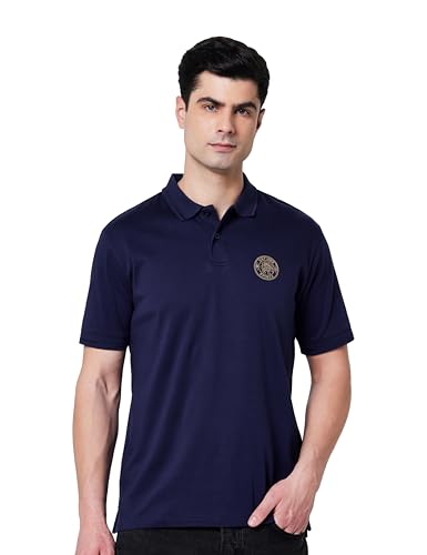 GAP Men's Printed Half Sleeve Polo Neck Slim fit T-Shirt,Navy,L