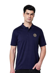 GAP Men's Printed Half Sleeve Polo Neck Slim fit T-Shirt,Navy,L