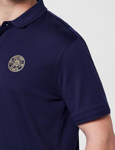 GAP Men's Printed Half Sleeve Polo Neck Slim fit T-Shirt,Navy,L