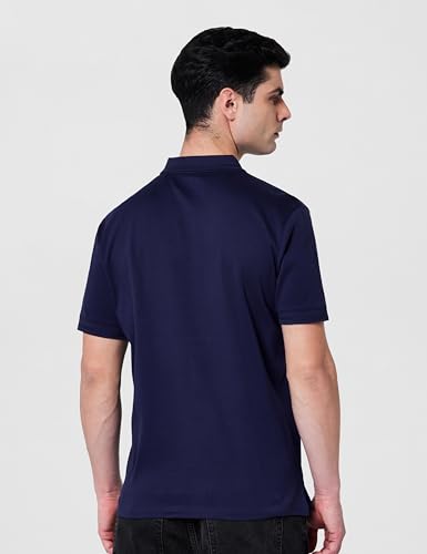 GAP Men's Printed Half Sleeve Polo Neck Slim fit T-Shirt,Navy,L