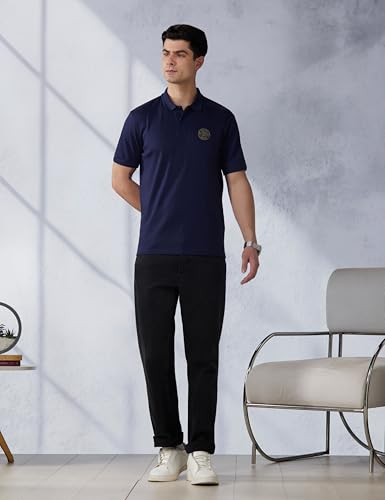 GAP Men's Printed Half Sleeve Polo Neck Slim fit T-Shirt,Navy,L