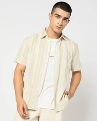 Men's Striped Spread Collar Shirt
