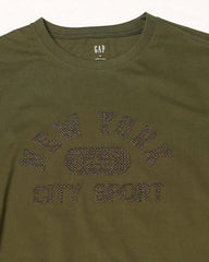 Men Letter Slim Fit Crew Neck T-Shirt, Dark Green, L