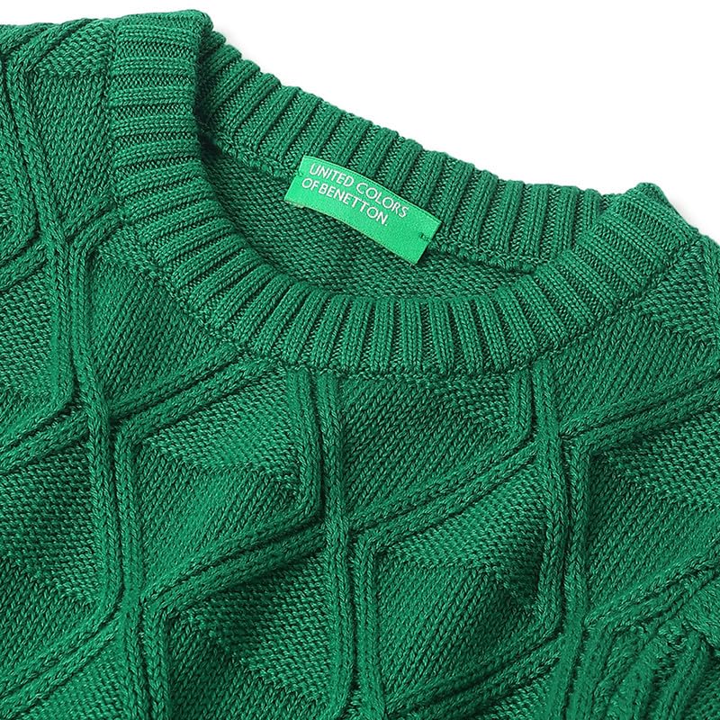 United Colors of Benetton Regular Fit Round Neck Textured Tonal Diamond Structure Sweater - Goyalsons ShopMax