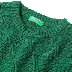 United Colors of Benetton Regular Fit Round Neck Textured Tonal Diamond Structure Sweater - Goyalsons ShopMax