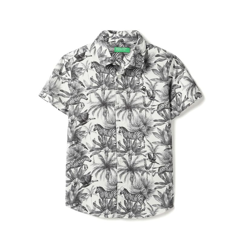 United Colors of Benetton Regular Fit Spread Collar Tropical Printed Shirt