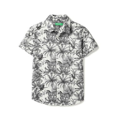 United Colors of Benetton Regular Fit Spread Collar Tropical Printed Shirt