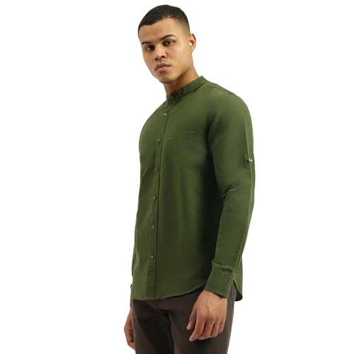 United Colors of Benetton Men's Solid Regular Fit Shirts (25A5SO104PLNI920_Green